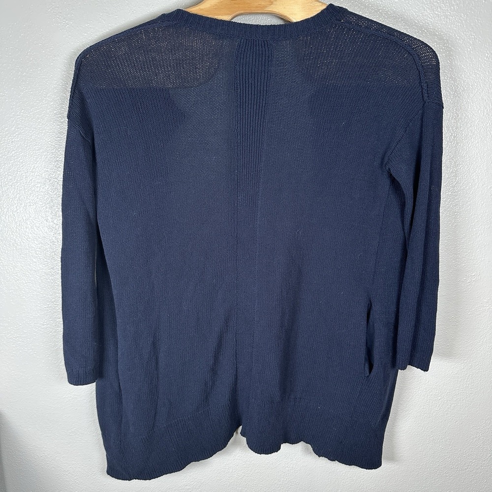 NEW James Perse Drop Shoulder Sweater Cardigan Womens 2 M/L Navy Blue Cotton - Picture 4 of 7